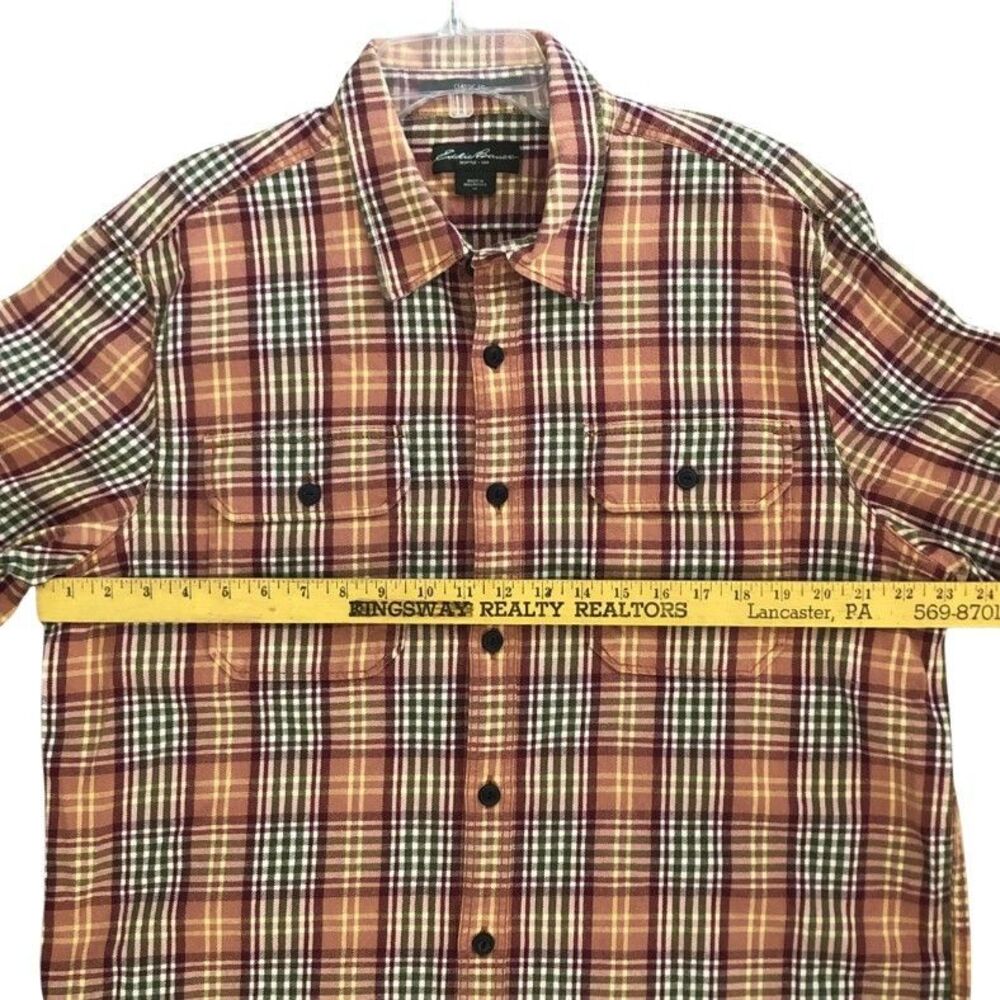 Eddie Bauer Woven Heavy Cotton Plaid Workwear Shirt Mens Sz XL Outdoors Gorpcore - Picture 9 of 14